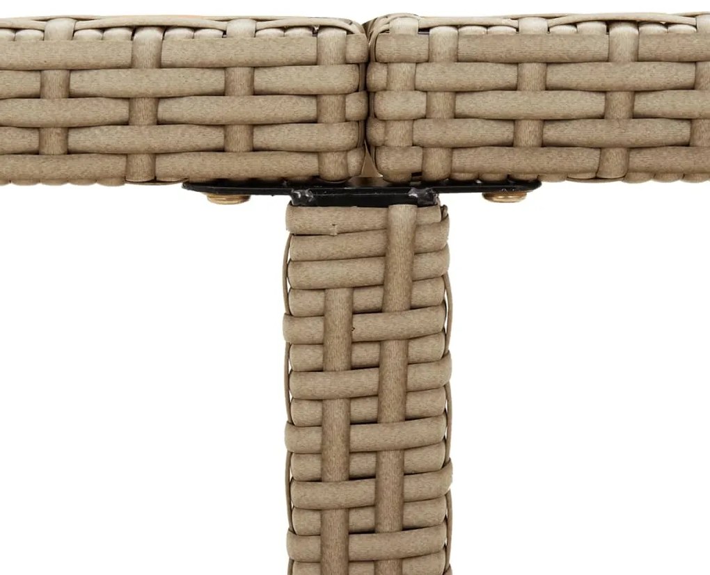 Mesa de jardim 109x107x74 cm vime PE e acácia maciça bege