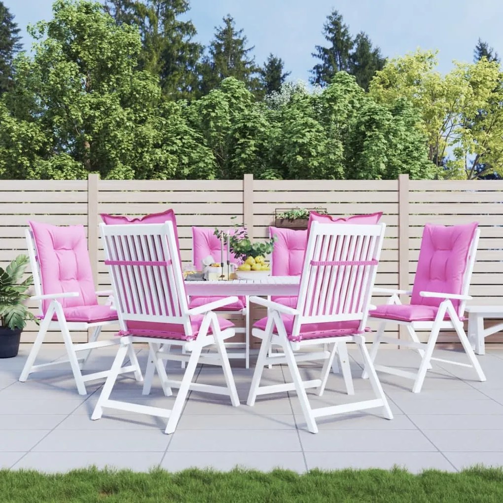 vidaXL Almofadões para cadeiras altas de jardim 6 pcs tecido rosa