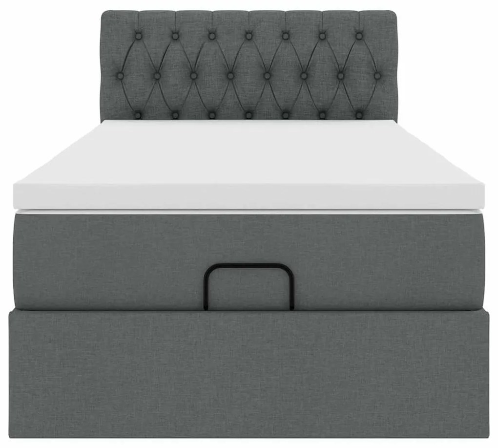 Cama otomana com colchão 90x200 cm tecido cinzento escuro