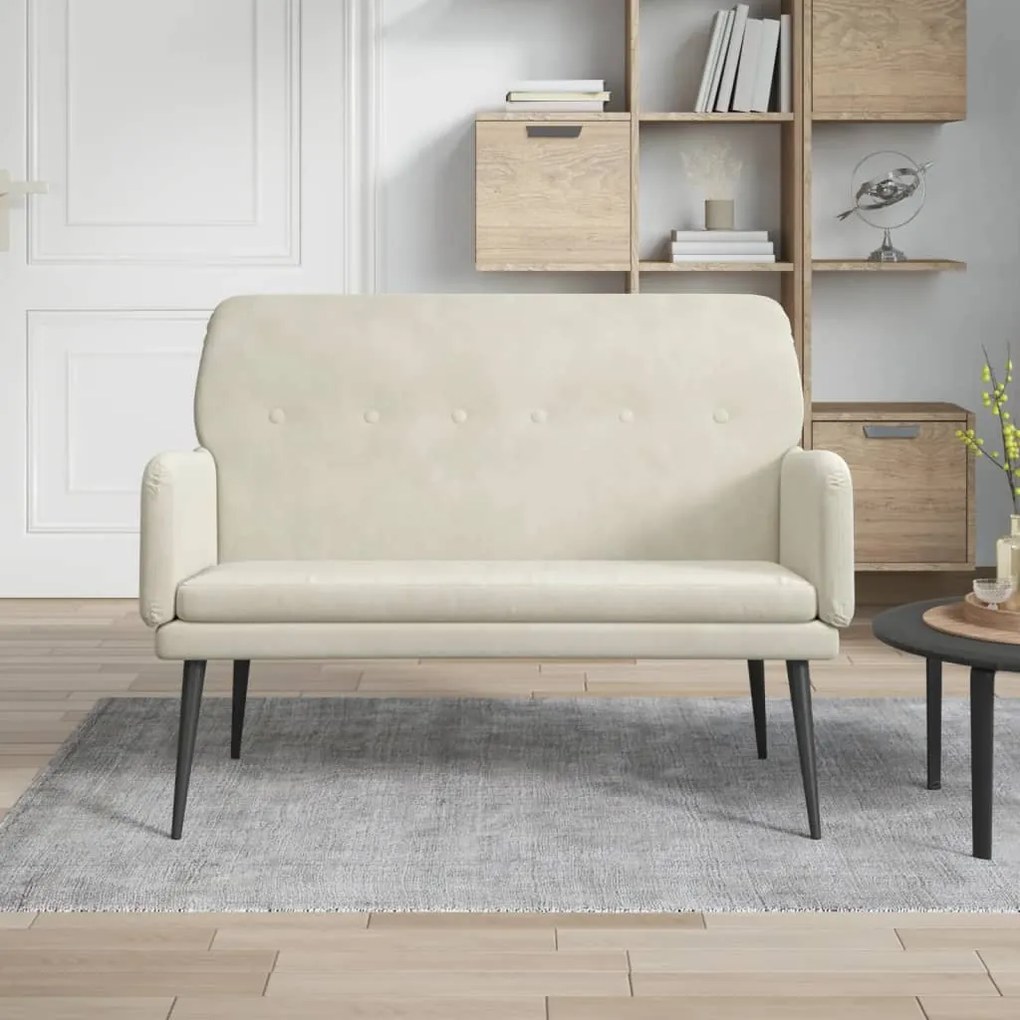 351422 vidaXL Banco 108x79x79 cm veludo cor creme