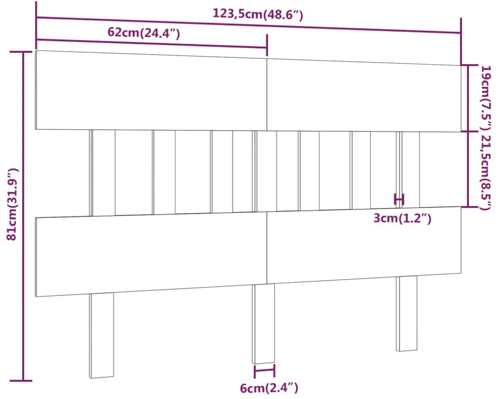 Cabeceira de cama 123,5x3x81 cm pinho maciço castanho mel