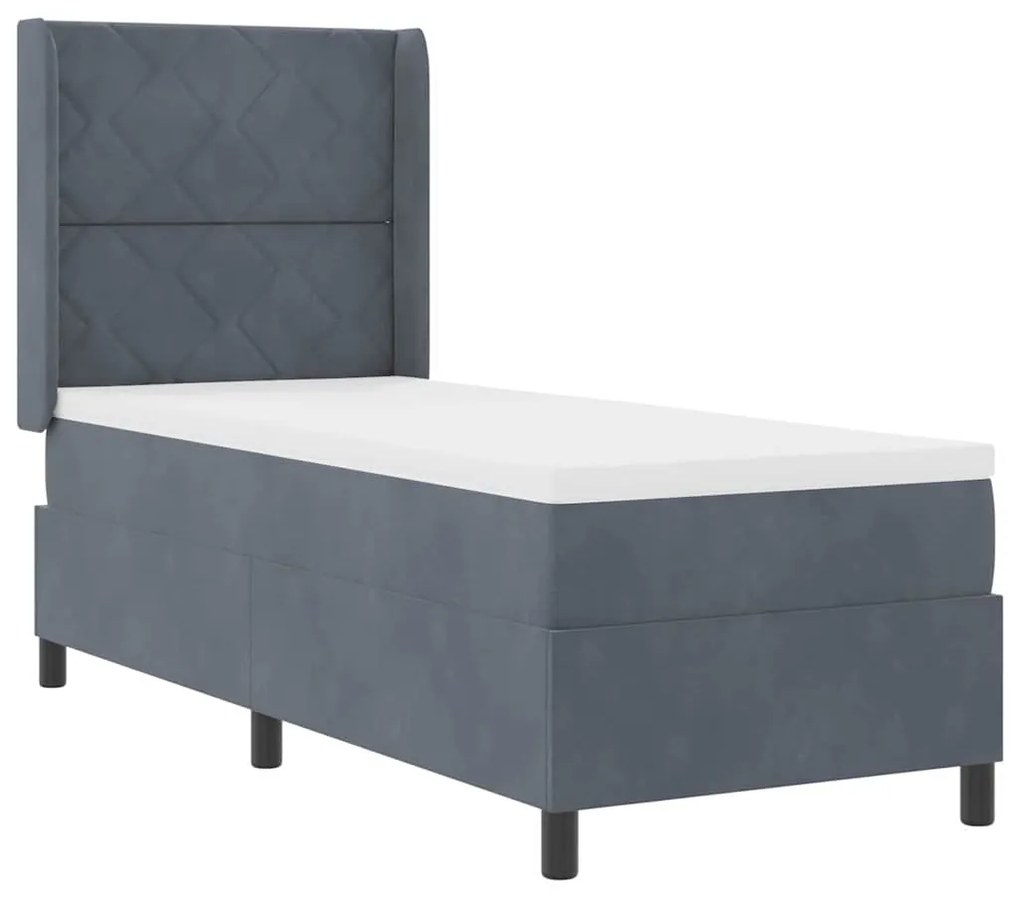 Cama Box com Colchão e LED vidaXL Cinza Escuro 80x200 cm Veludo