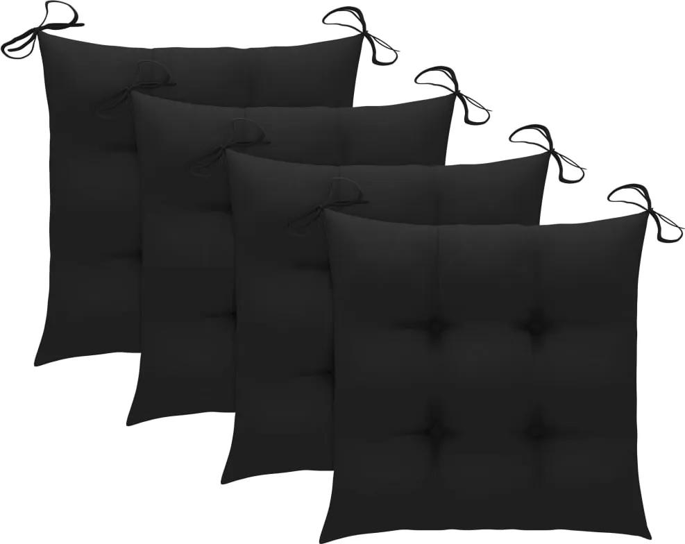 Almofadões de cadeira 4 pcs 50x50x7 cm tecido preto
