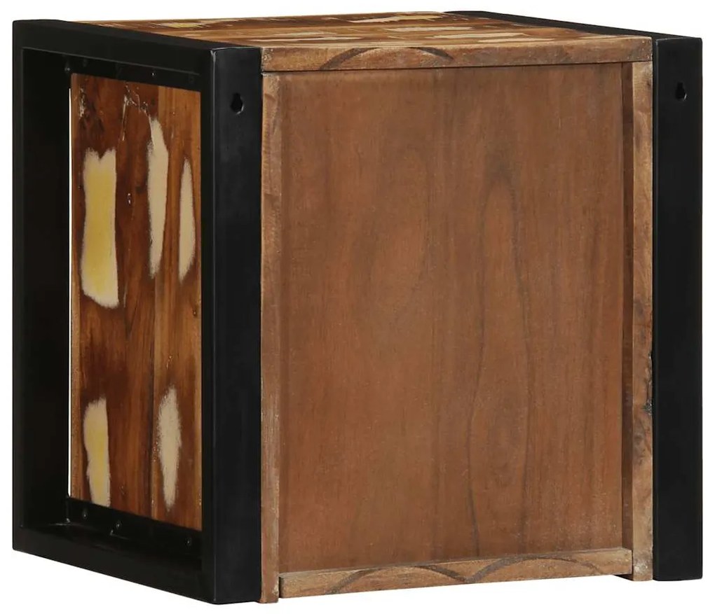 Mesa de cabeceira multicor 40x35x40cm madeira maciça recuperada