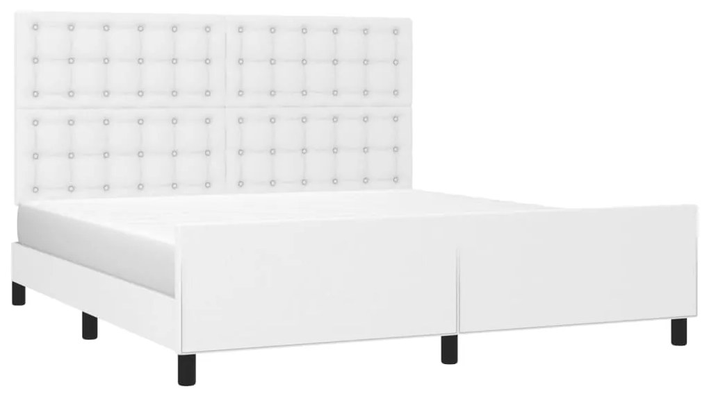 Estrutura cama c/ cabeceira 180x200 cm couro artificial branco