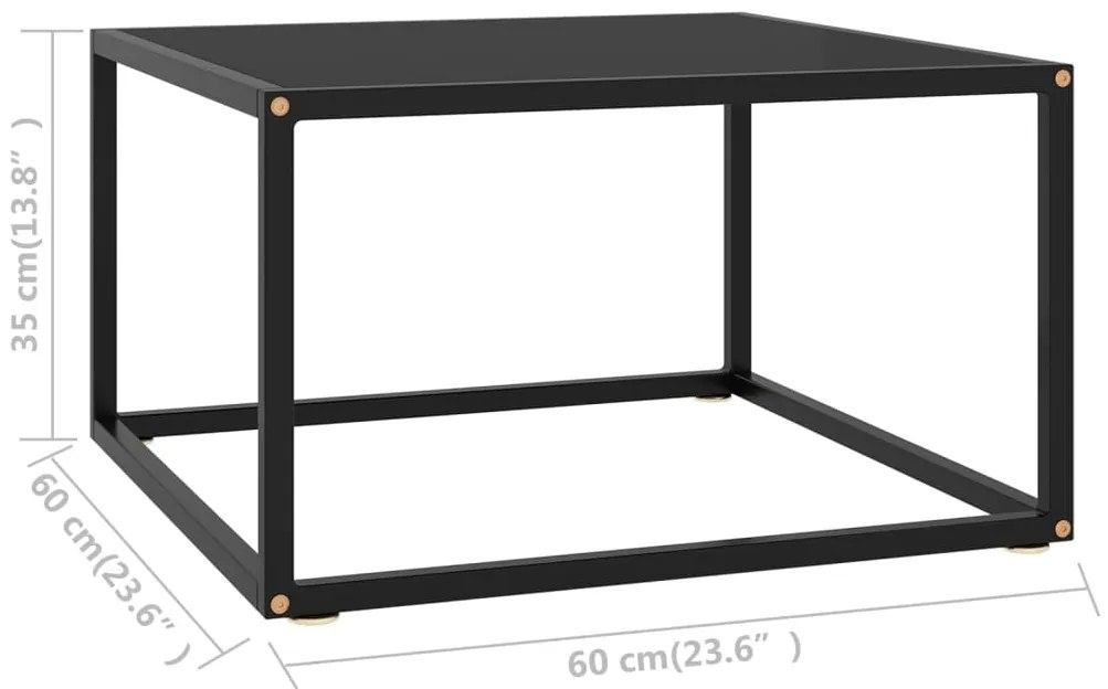 Mesa de centro 60x60x35 cm vidro preto