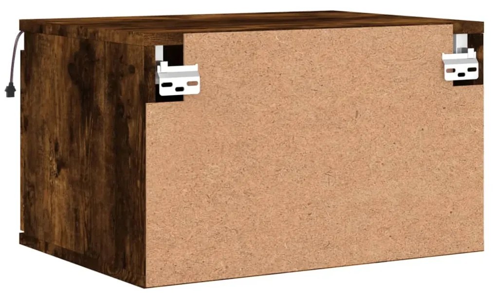Mesa de cabeceira de parede com luzes LED carvalho fumado