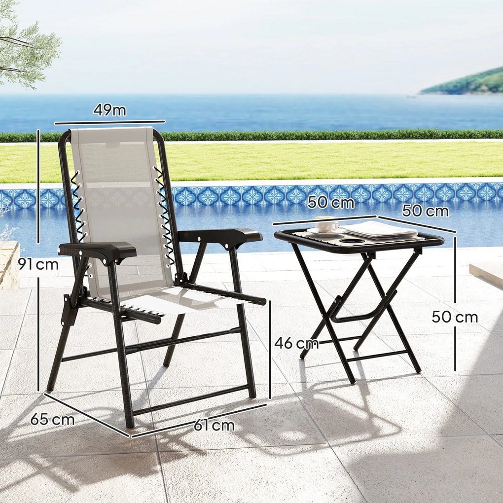Conjunto de Mesa e Cadeiras de Jardim Móveis de Exterior Dobrável com