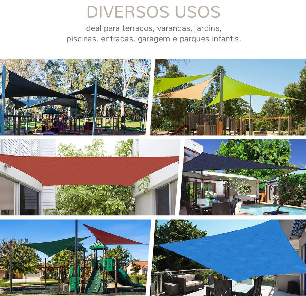 Outsunny Vela de Sombra Triangular 5x5x5 m Toldo Vela de HDPE com Prot