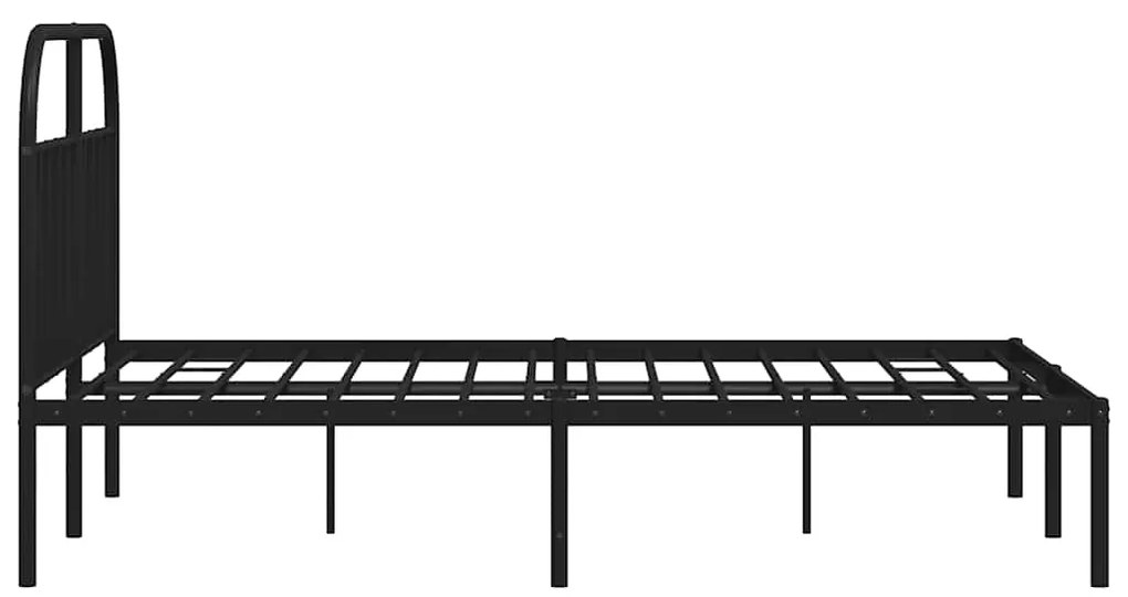Estrutura de cama em metal com cabeceira 150x200 cm preto