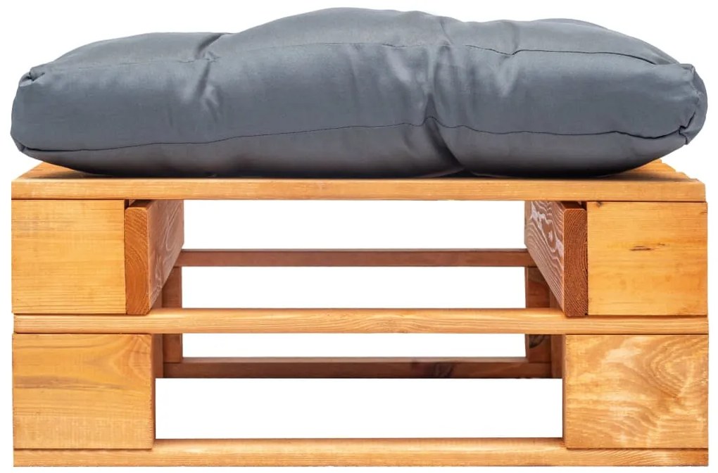 Otomano paletes c/ almofadão cinzento madeira castanho mel