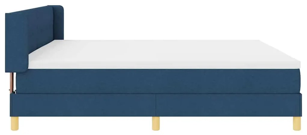Cama Box com Colchão Azul, 200 x 200 cm, Tecido