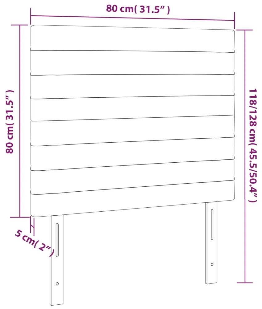 Cabeceira de cama c/ LED veludo 80x5x118/128 cm cinza-escuro