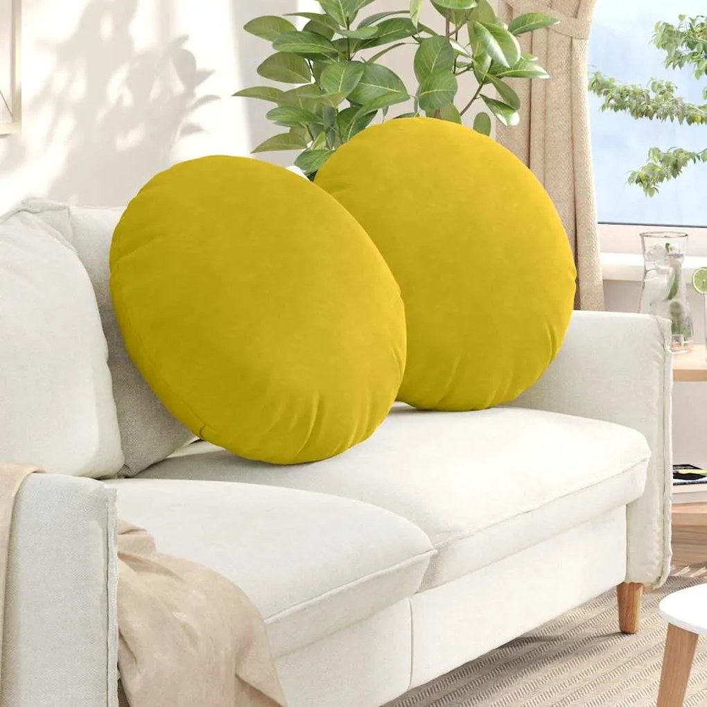 vidaXL Almofadas de Assento 2 pcs Amarelo Ø 80 x 29 cm Veludo