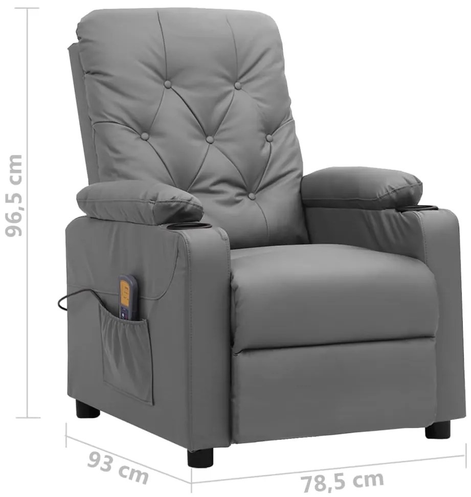 Cadeira de massagens couro artificial cinzento