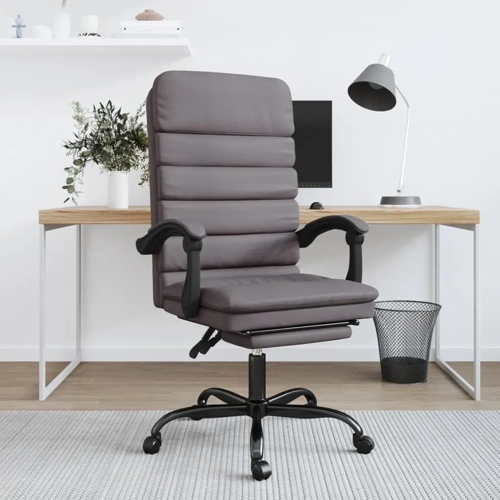 vidaXL Cadeira massagens escritório reclinável couro artificial cinza