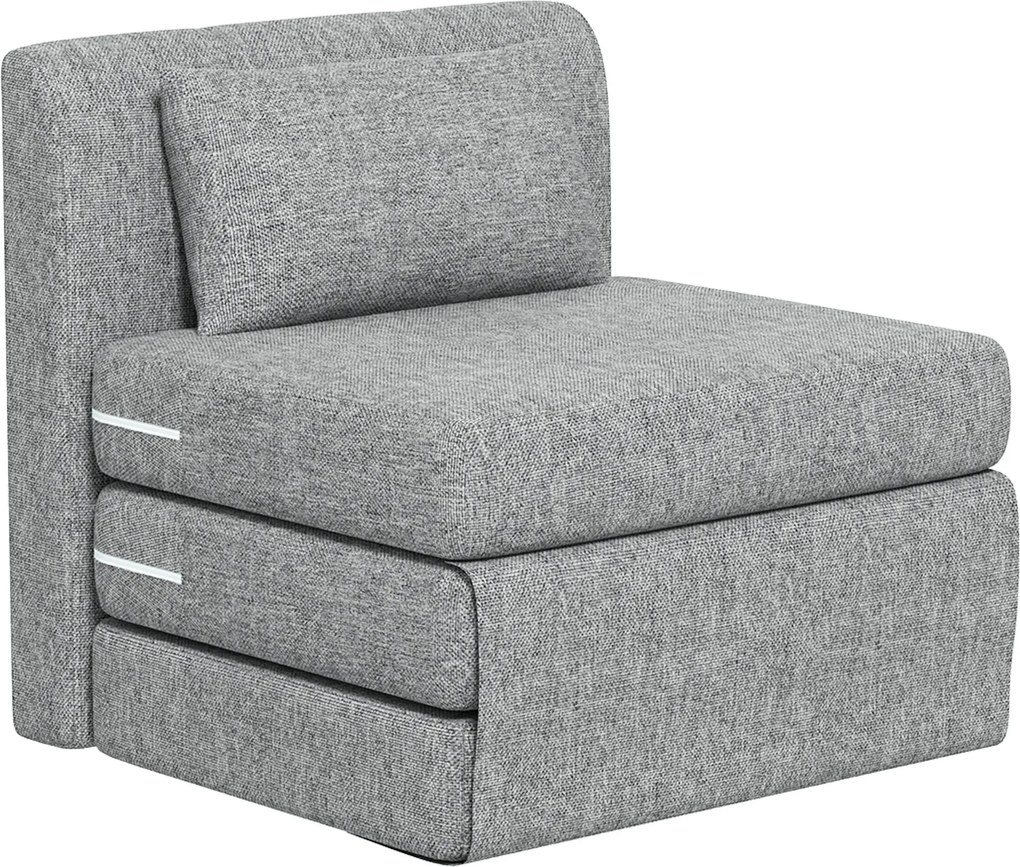 Sofá chão dobrável 3 em 1 com almofada 80L x 75P x 74A cm, convertível, colchão dobrável para hóspedes, sala de estar, escritório, cinzento