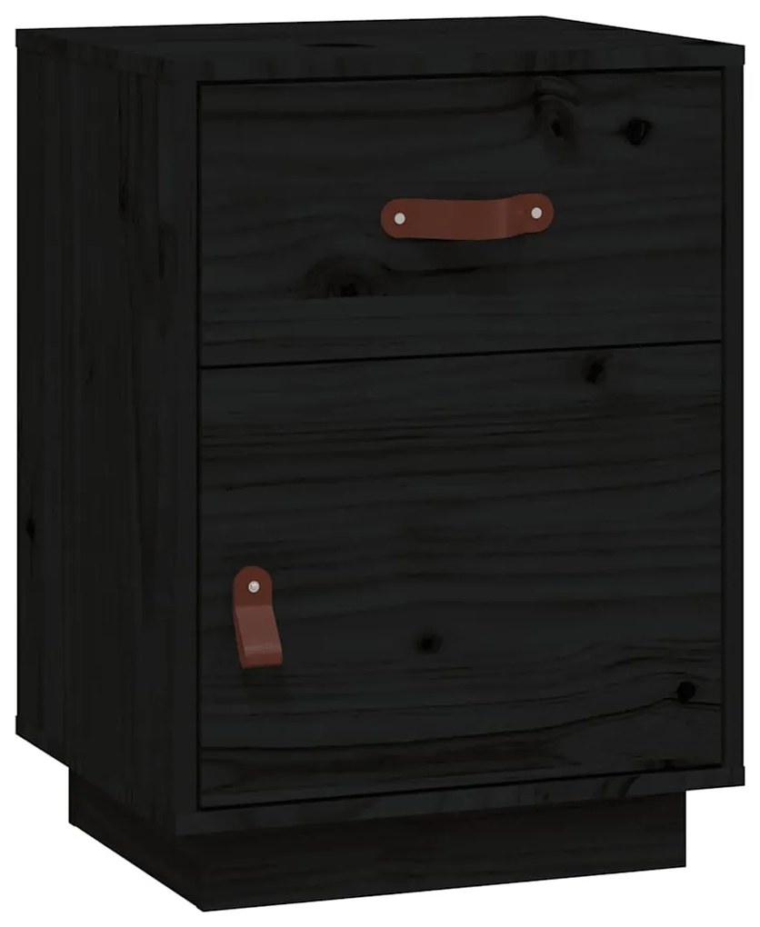 Mesas de cabeceira 2 pcs 40x34x55 cm pinho maciço preto