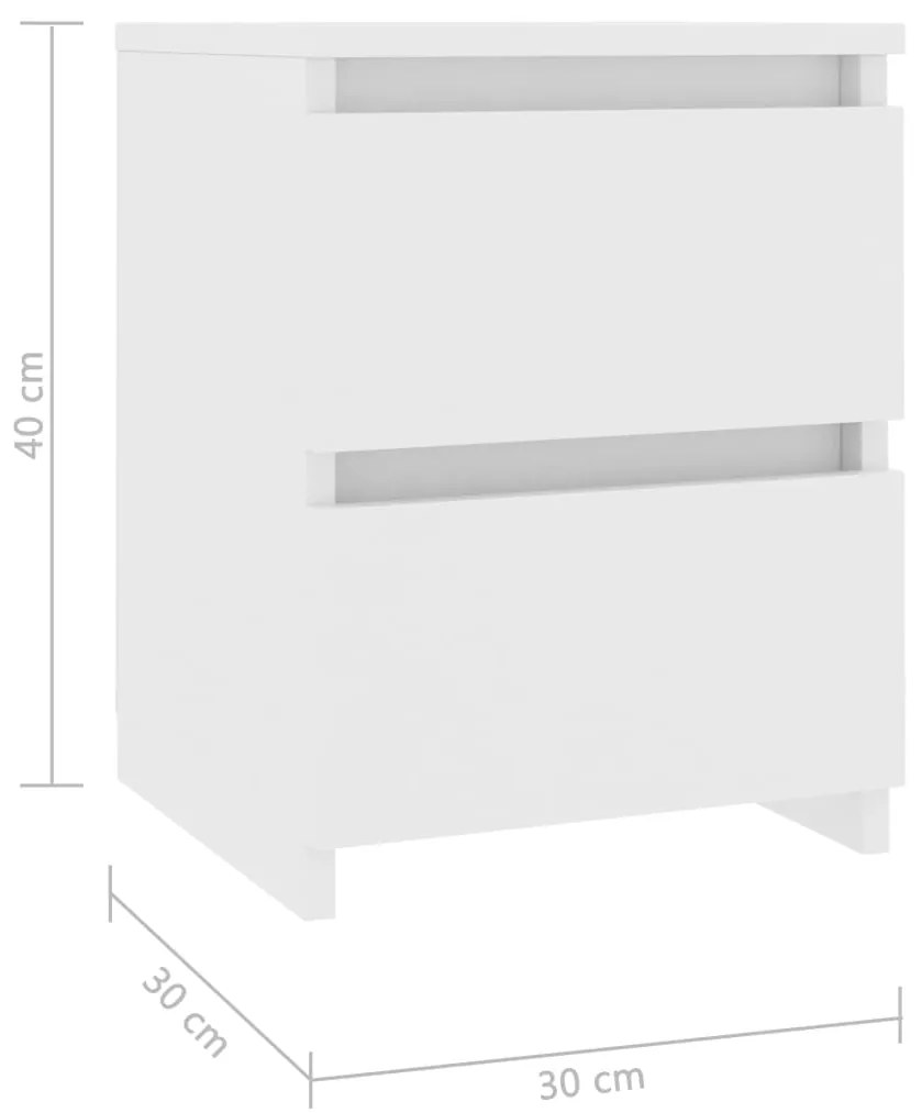 Mesas de cabeceira 2 pcs 30x30x40 cm contraplacado branco