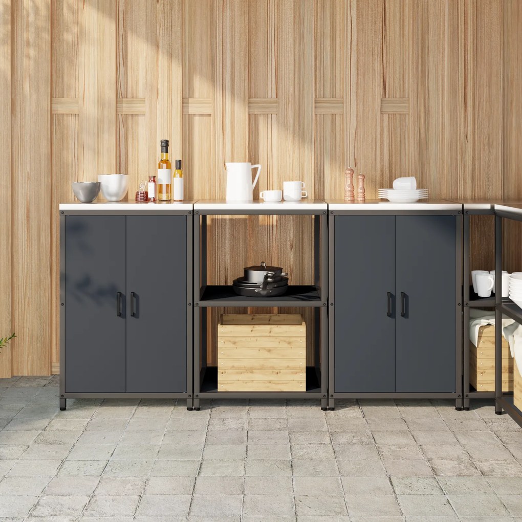 vidaXL Conjunto de Armazenamento de Cozinha 3 pcs Cinzento-escuro
