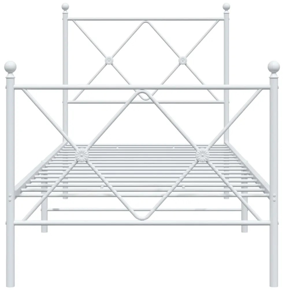 Estrutura de cama com cabeceira e pés 80x200 cm metal branco