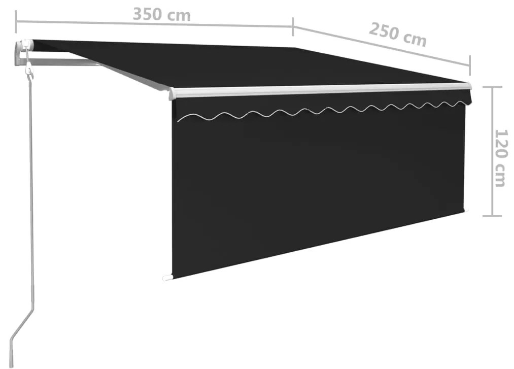 Toldo retrátil automático com estore 3,5x2,5 m antracite