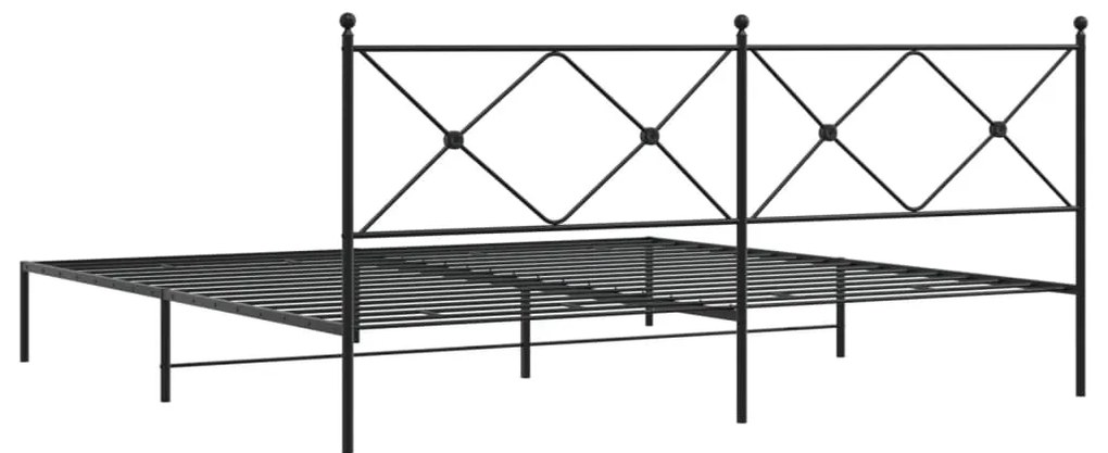 Estrutura de cama com cabeceira 200x200 cm metal preto