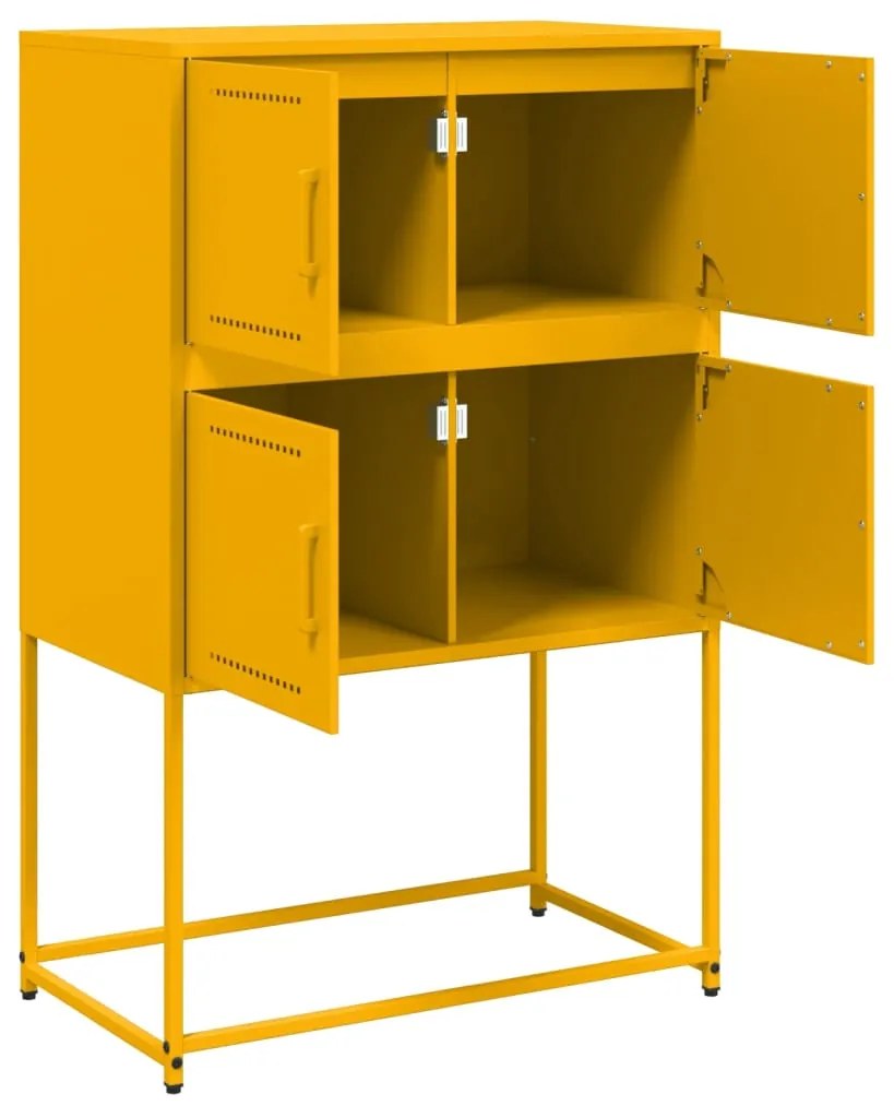 Aparador 68,5x38,5x107 cm aço amarelo mostarda