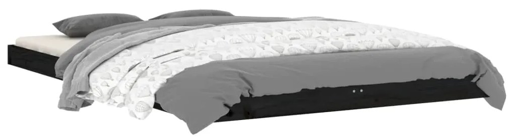 Estrutura cama de casal pequena 120x190 cm pinho maciço preto