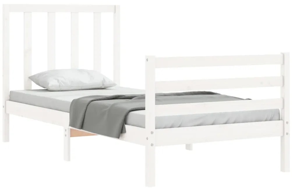 Cama sem colchão 90x200 cm madeira de pinho maciça branco