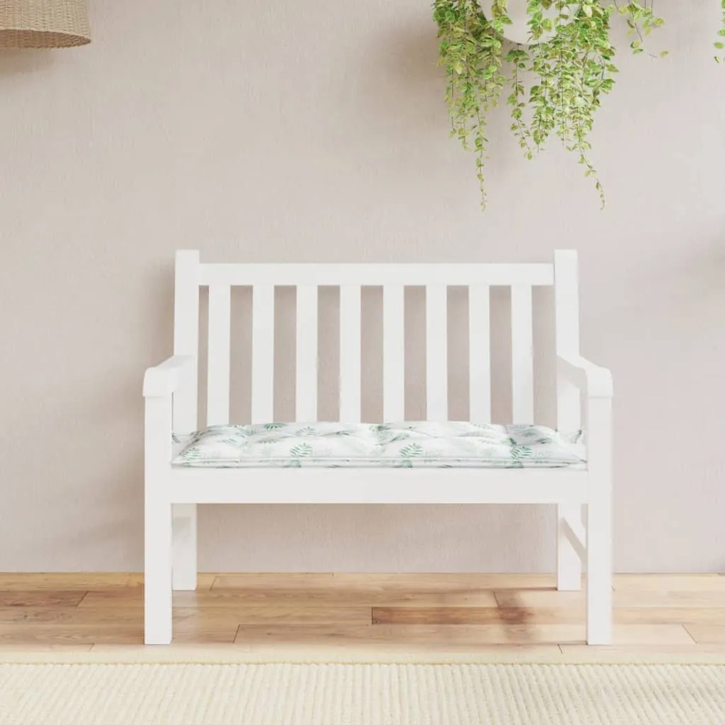 vidaXL Almofadão p/ banco de jardim 110x50x7 cm tecido padrão folhas