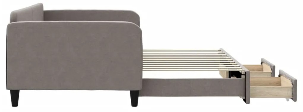 Sofá-cama c/ gavetão/gavetas 100x200cm tecido cinza-acastanhado