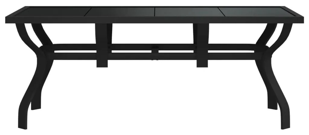 Mesa de jardim 180x80x70 cm aço e vidro preto