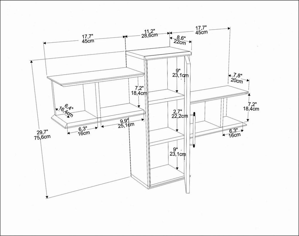 Prateleira de Parede Olida – Branco – 118,6 x 35 x 51,8 cm