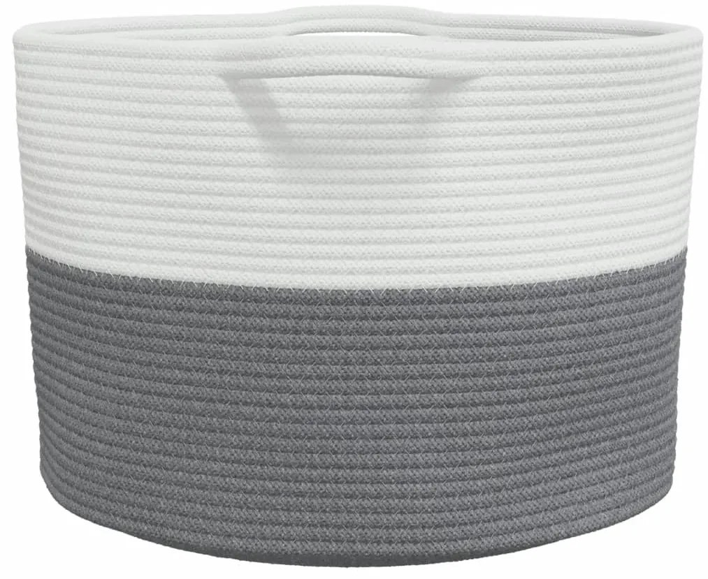 Cesto de arrumação Ø55x36 cm algodão cinzento e branco