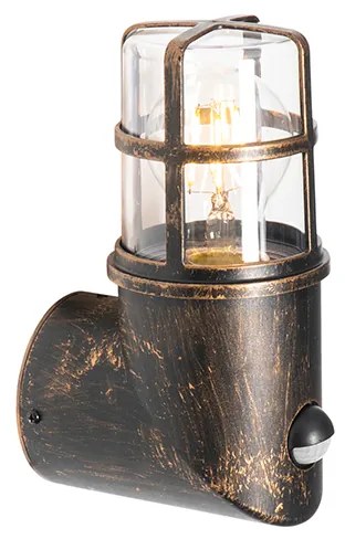 Candeeiro de parede exterior ouro antigo IP54 com sensor de movimento - Kiki Moderno