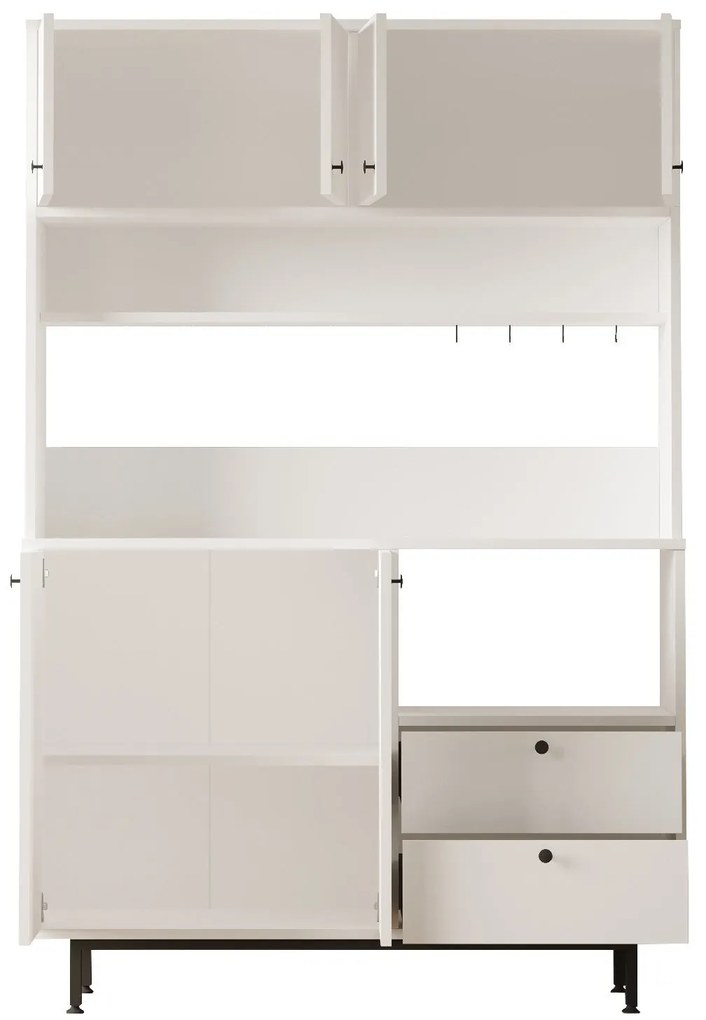Armário Alto de Cozinha "Toledo" - Branco - 120x180x35.5cm - Design Mo