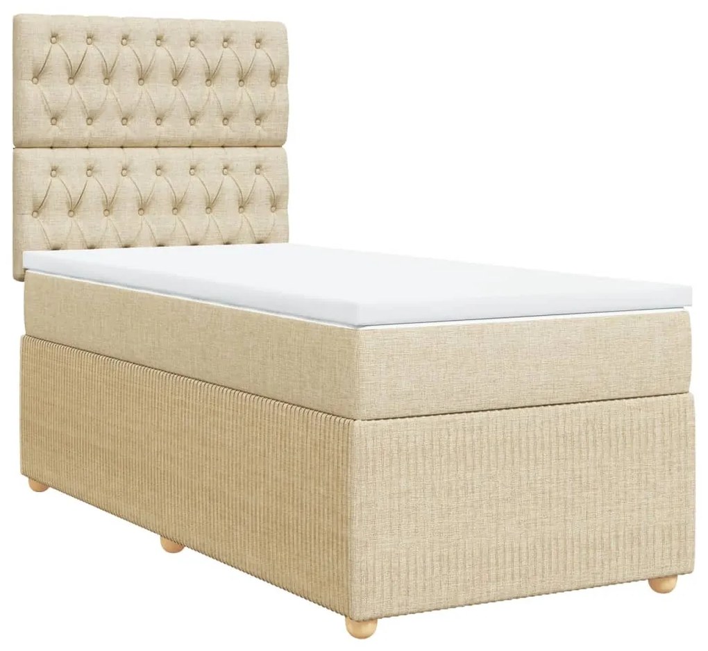 Cama com molas/colchão 90x190 cm tecido cor creme