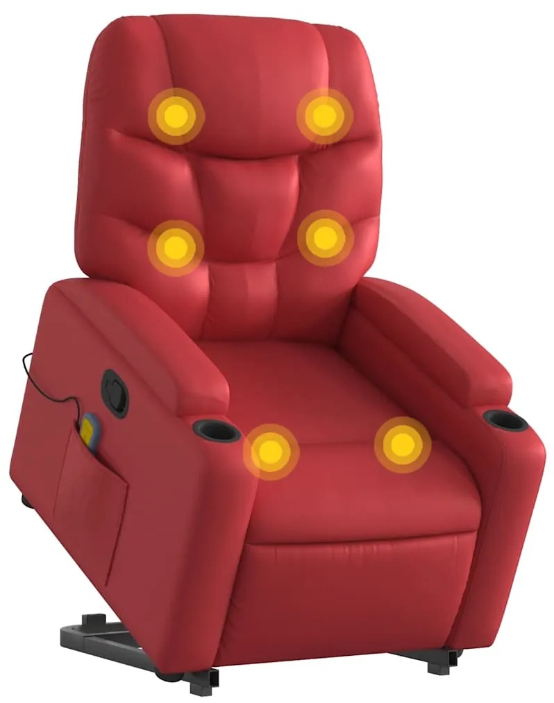 Poltrona massagens reclinável elevatória couro artif. vermelho