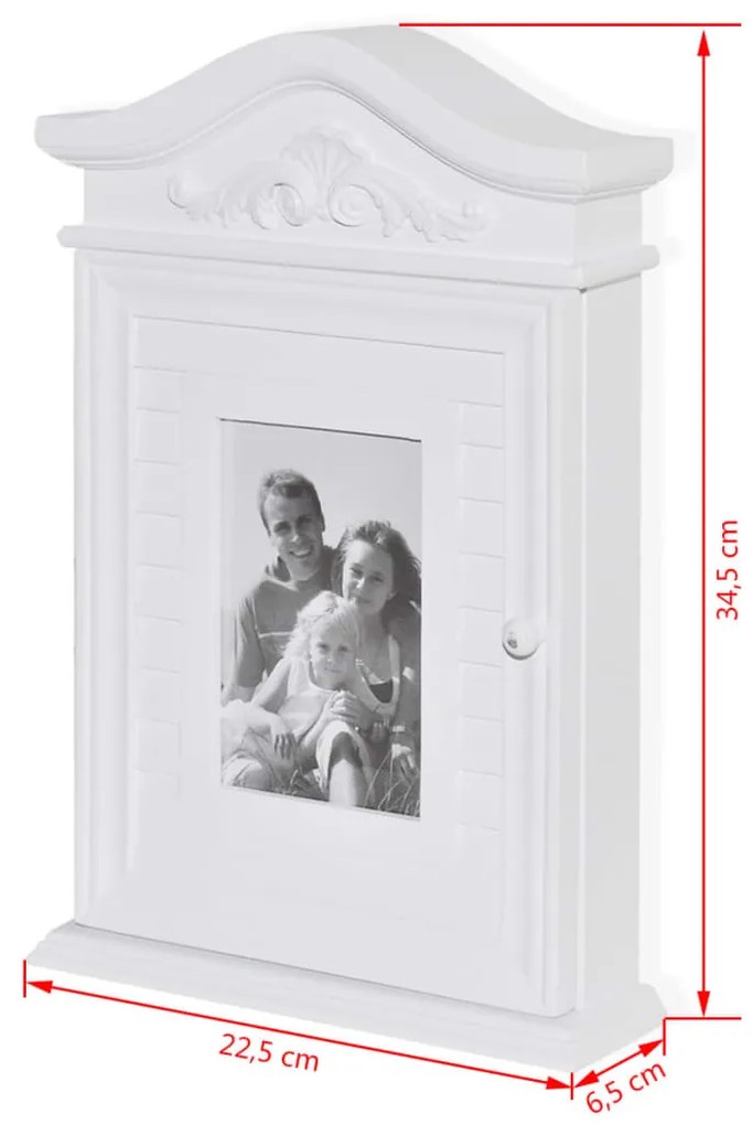 Armário de chaves com moldura para fotografias branco