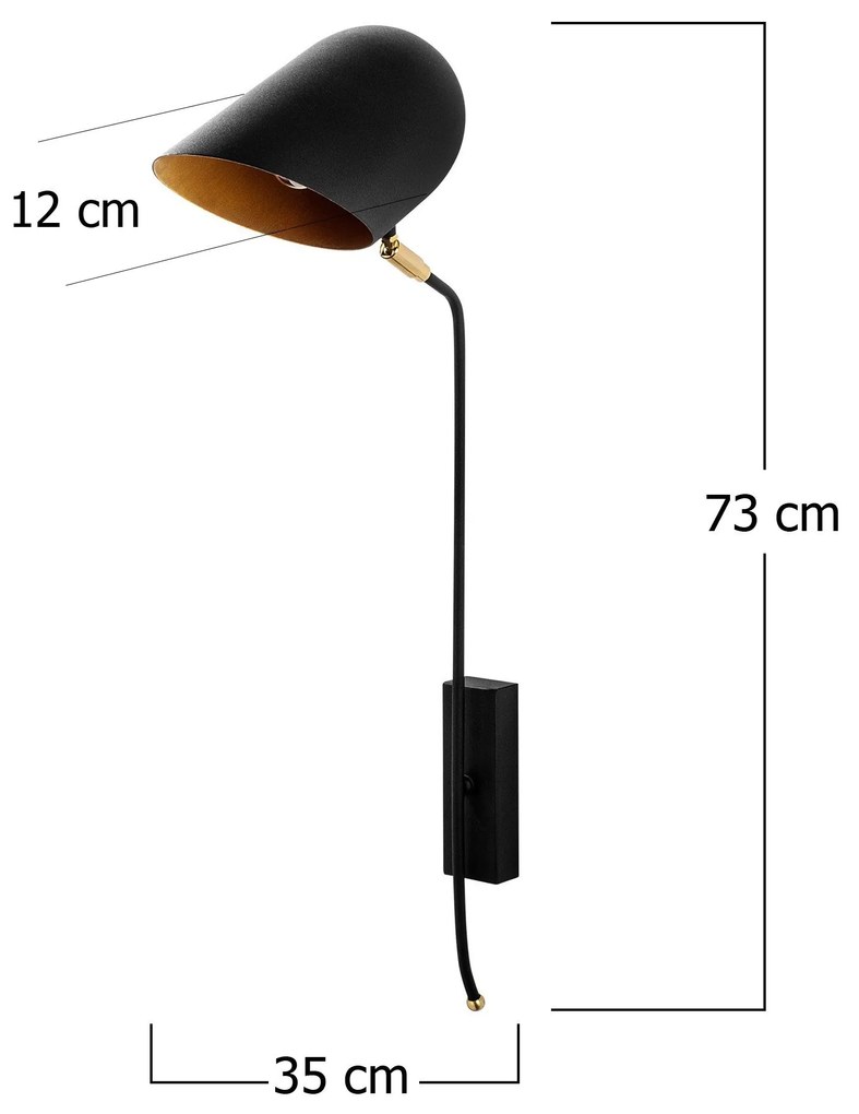 Candeeiro de Parede Kesik – Preto e Dourado – 12 x 35 cm