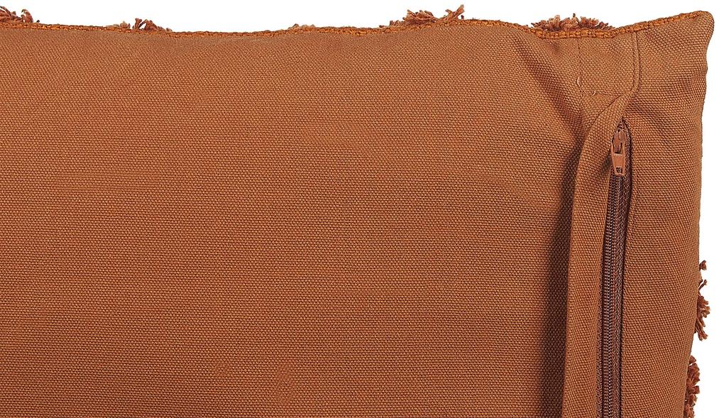 Almofada decorativa tufada em algodão laranja 45 x 45 cm LEWISIA Beliani