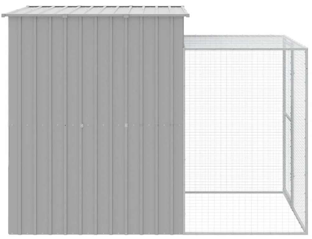 Galinheiro com anexo 165x251x181 cm aço galvanizado cinza-claro