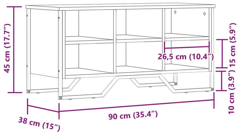 Sapateira 90x38x45,5 cm derivados de madeira cinzento sonoma