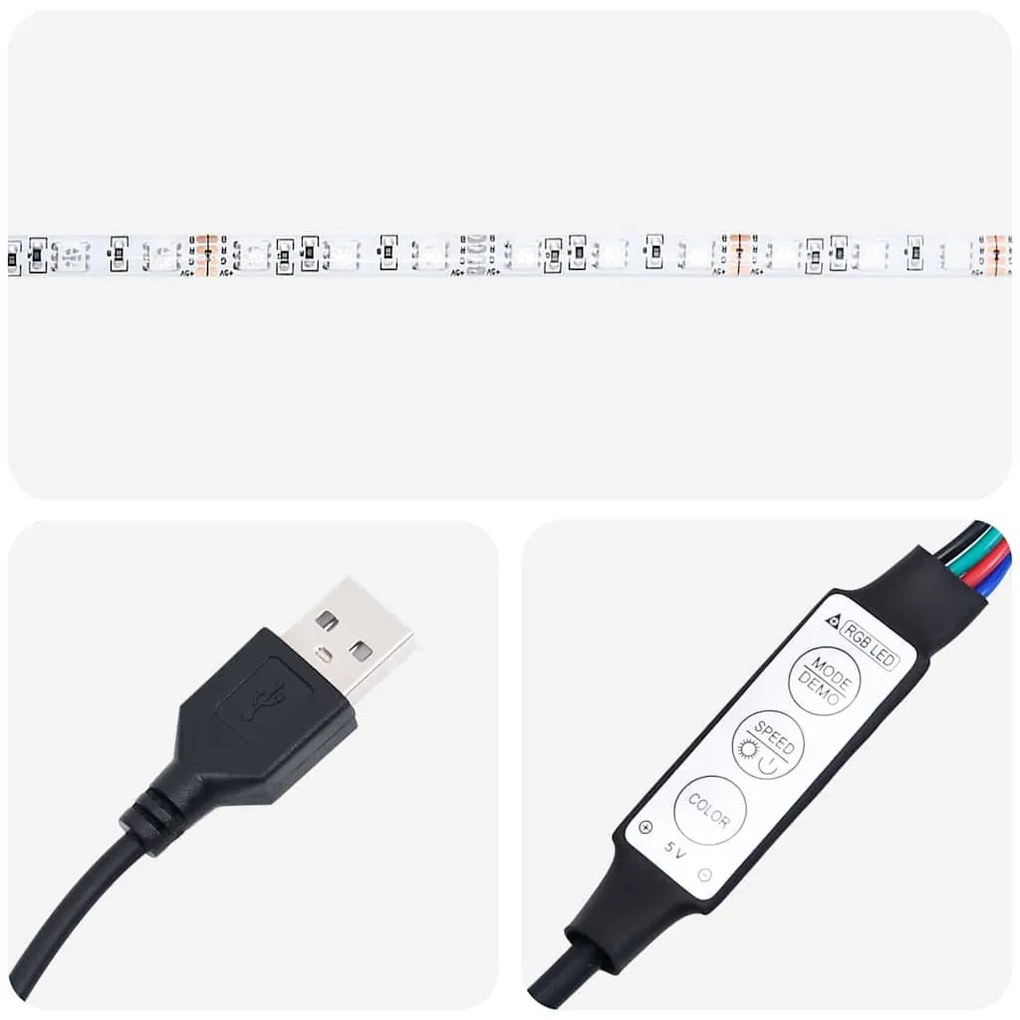 Estrutura da Cama com luzes de tira LED com cabeceira Castanho 90 x 19