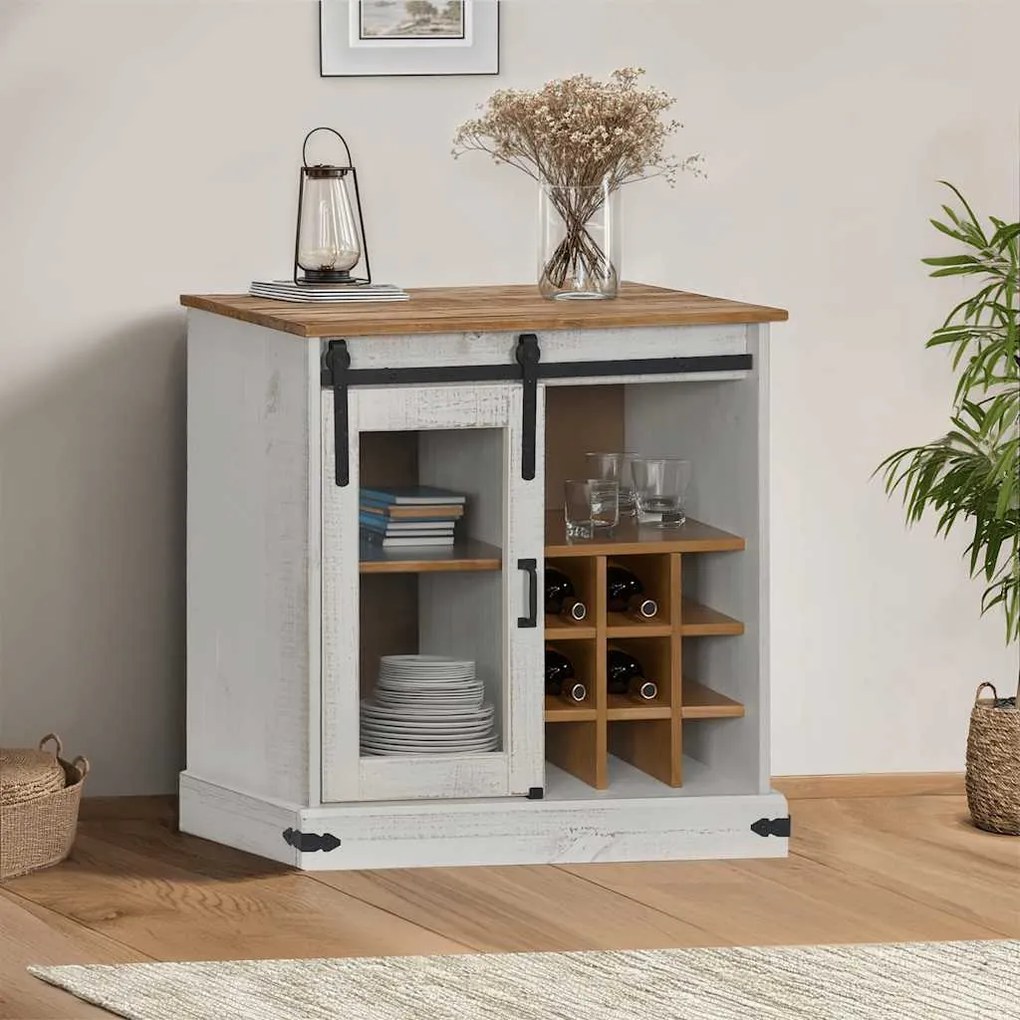 vidaXL Aparador HALDEN com porta de correr 80x40x80 cm Madeira maciça