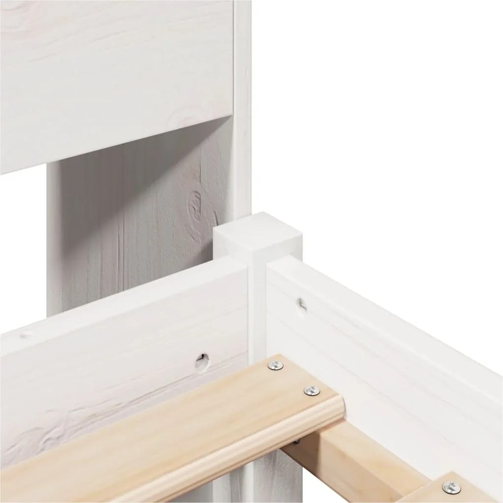 Cama com estante sem colchão 90x200 cm pinho maciço branco