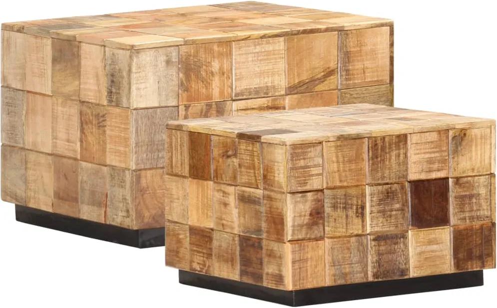 Mesas de centro 2 pcs c/ design blocos madeira mangueira áspera