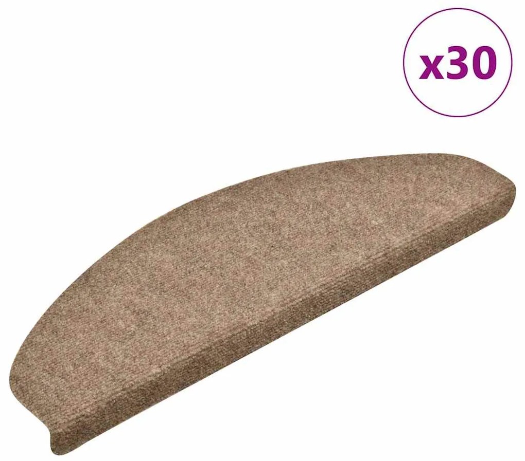 Tapetes de escada autoadesivos 30 pcs 65x21x4 cm creme