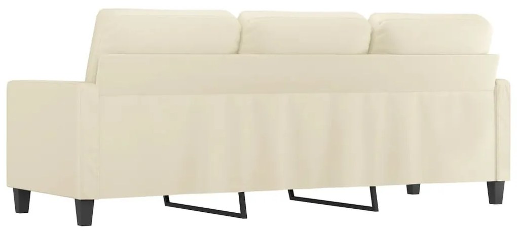 Sofá de 3 lugares 180 cm couro artificial cor creme